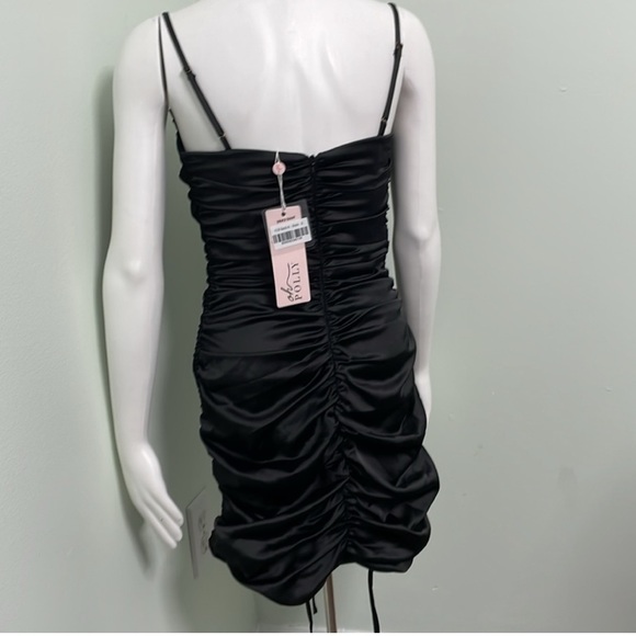 Oh Polly All For You Black Lace Trim Satin Mini Dress NEW size 4 - Picture 4 of 5